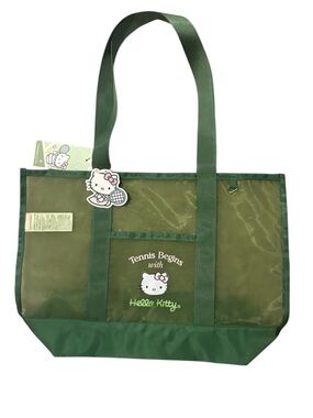 NWT Miniso Sanrio Hello Kitty Mesh Tote Bag Embroidered Socks